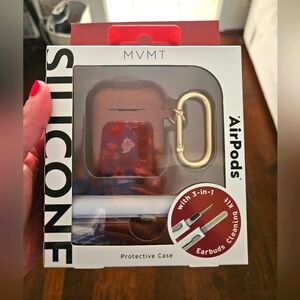 MVMT Tan Silicone AirPods Case with Gold Clip - Never Used!